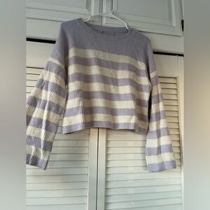 Striped Lavender and Cream Sweater